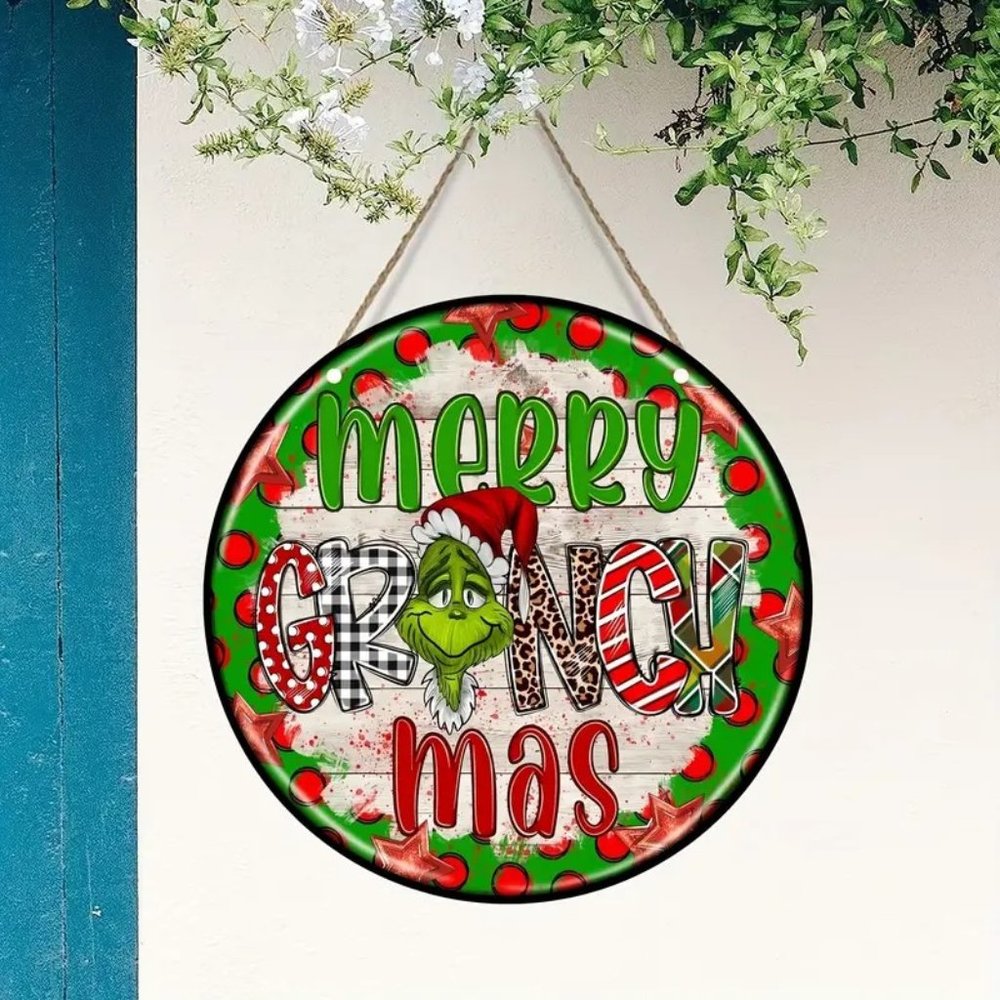 Grinch Wooden Christmas Sign - New